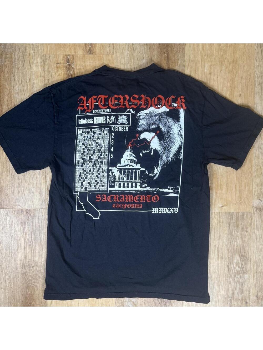 Aftershock Festival Deftones Blink-182 Korn Black T-Shirt – Size L